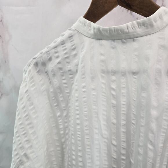 & Other Stories Dress Women 2 XS White Shift Seersucker Striped Button Stockholm - Picture 8 of 15